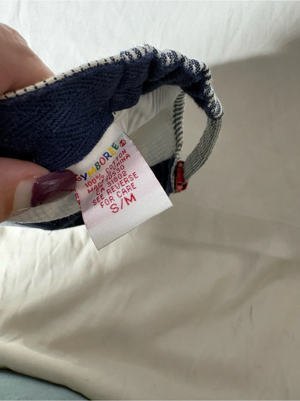 Vintage Gymboree White & Navy Striped Kids Cap with Airplane Patch